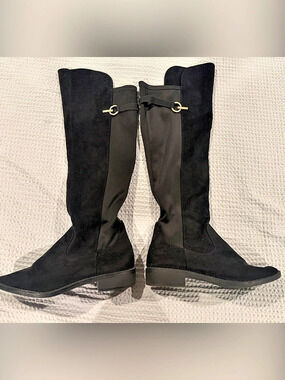 Knee high black riding boots